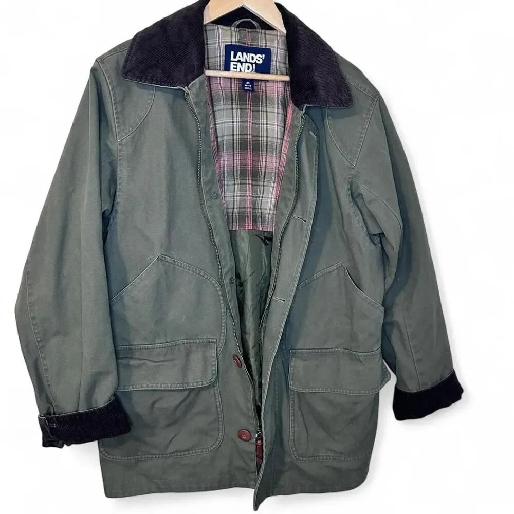 Lands' End Classic Americana Green Canvas Barn Jacket Medium